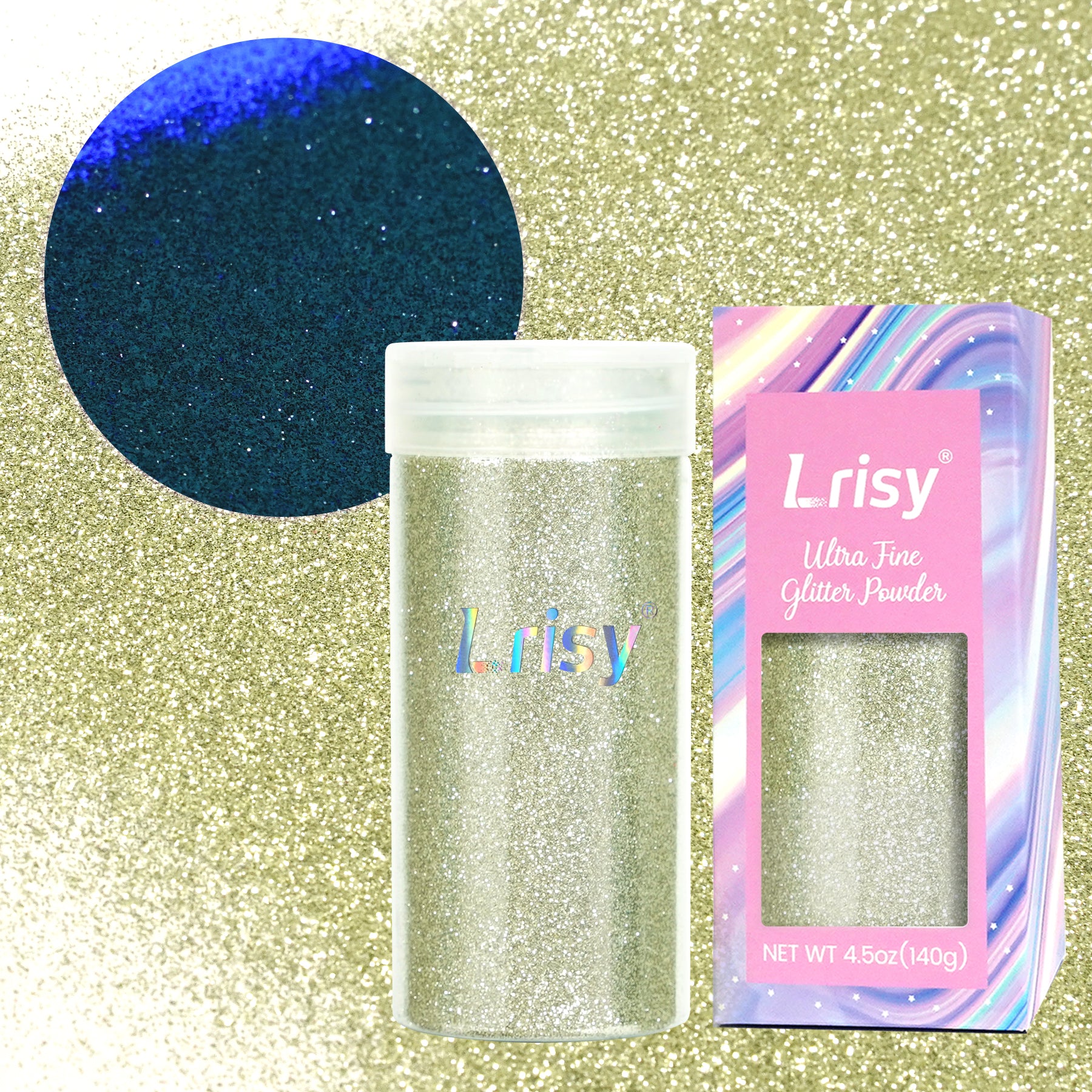 Lrisy Extra Fine Powder Metallic Glitter for Crafts 140g/4.5oz