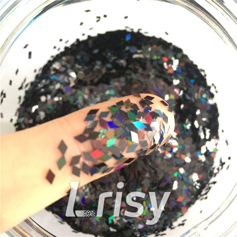 Holographic Black 2mm Rhombic Shaped Translucent Glitter Lb01000