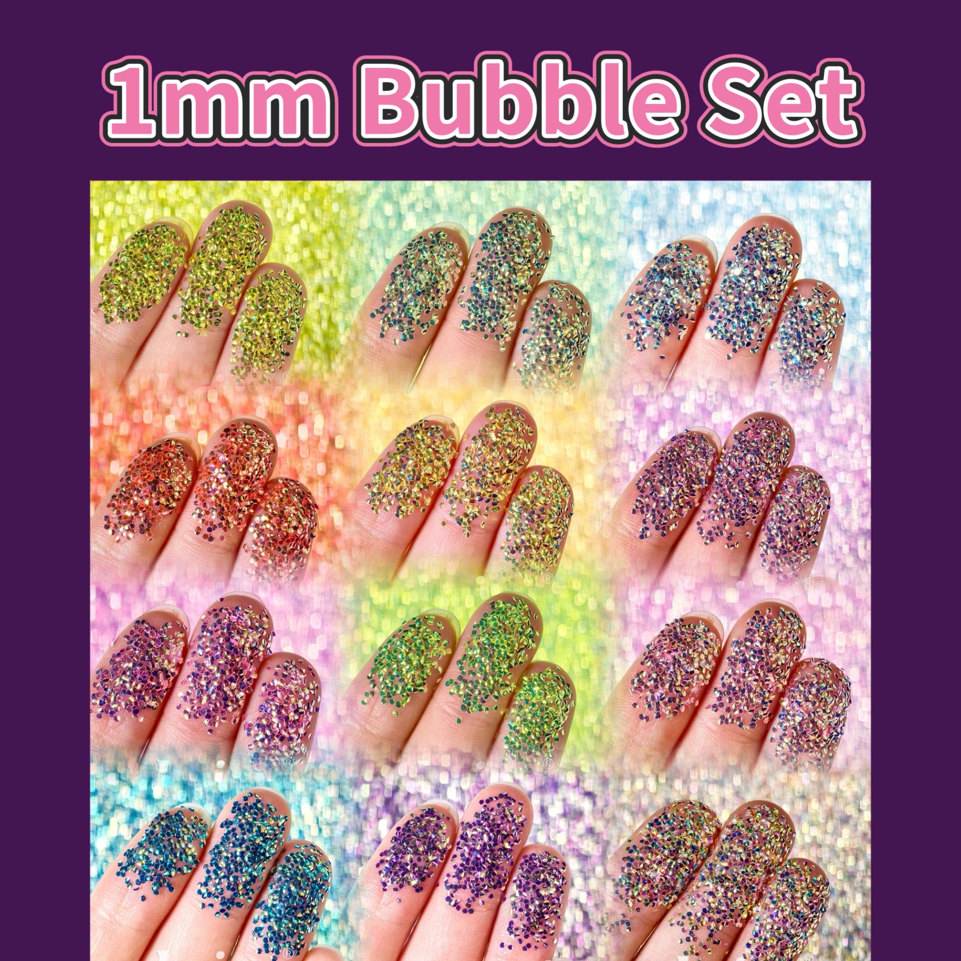 3D Bubble Translucent Glitter Set/Kits 12 Colors