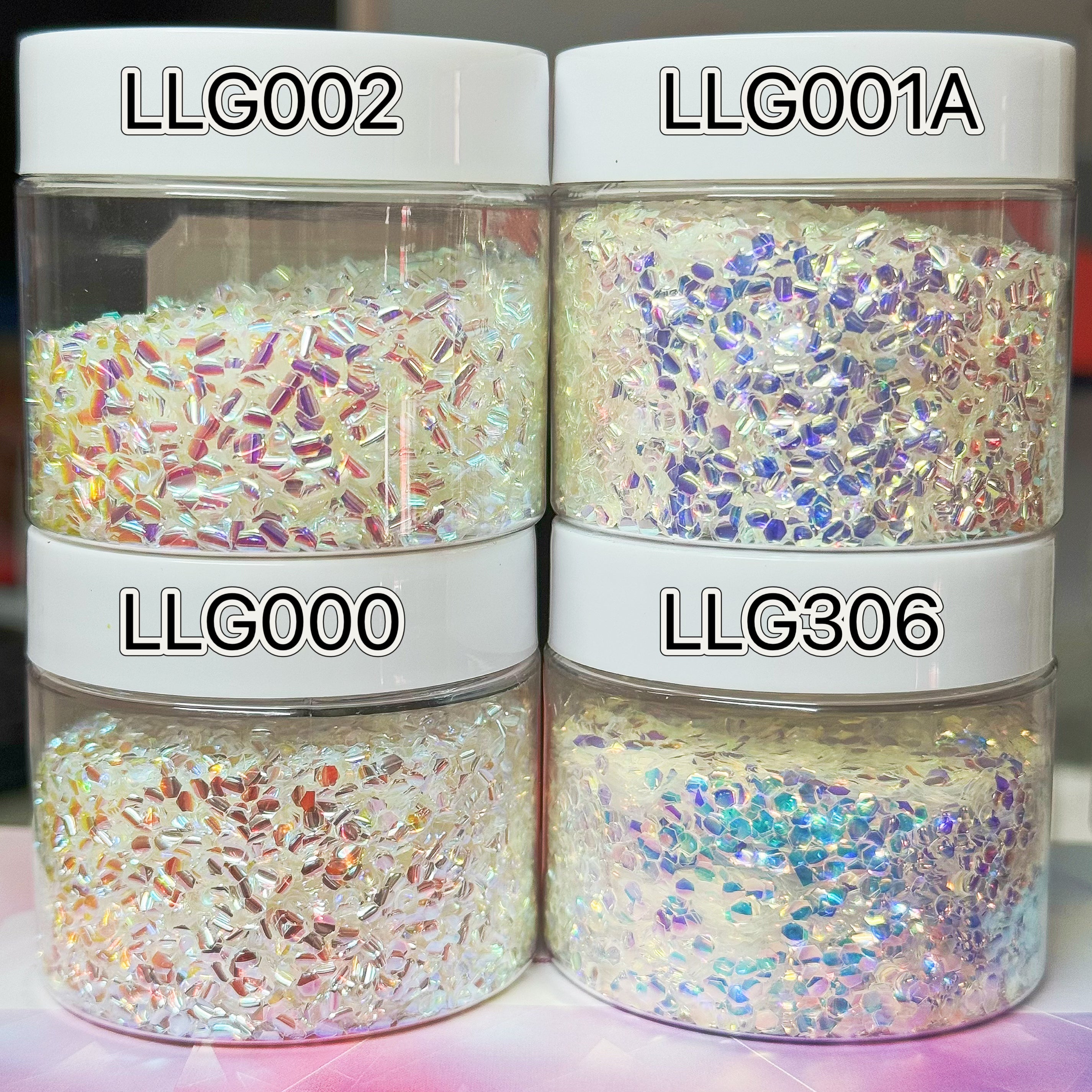 2mm Translucent Sunset orange and white 3D Concave Stereo Hexagon Glitter LLG000