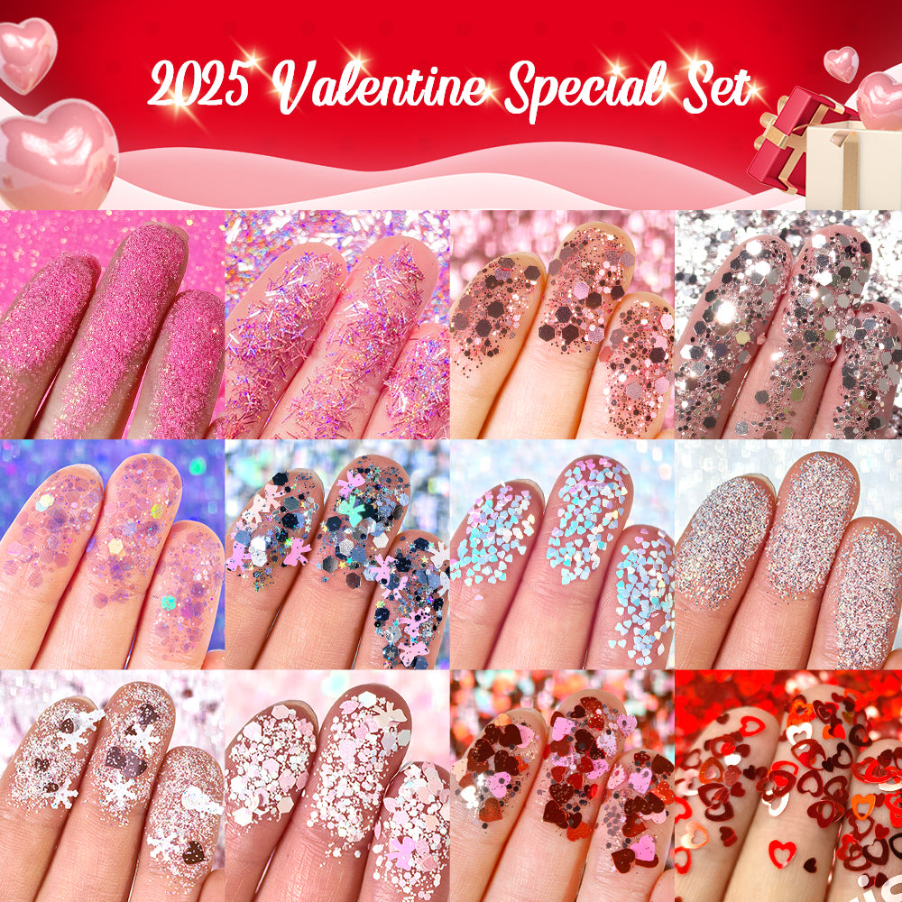 2025 Lrisy Valentine Glitter Special Set/Kits 12 Colors (Total 120g)