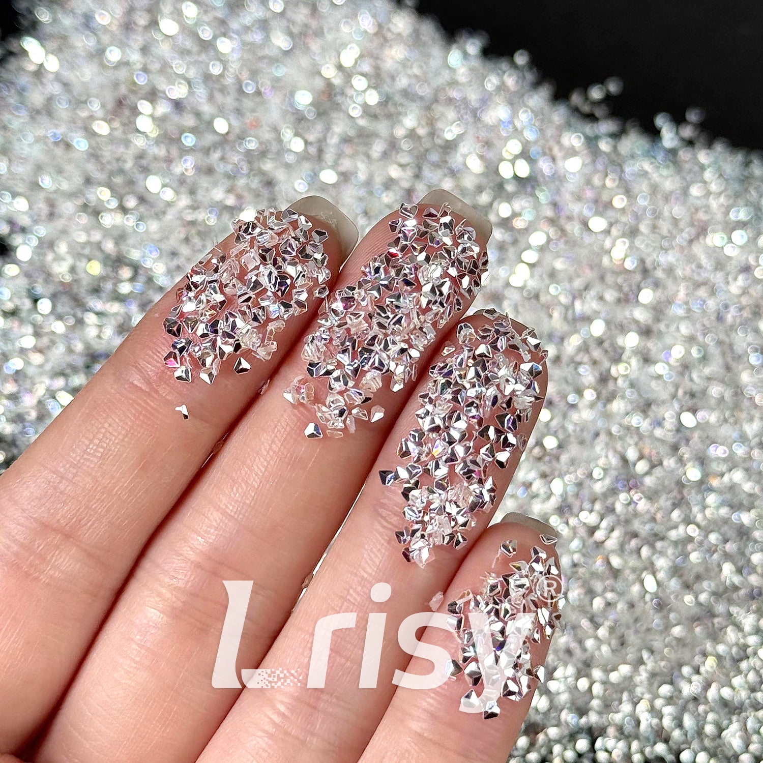 1.5mm 3D Diamond Shapes Mirror Silver Glitter GSY001A