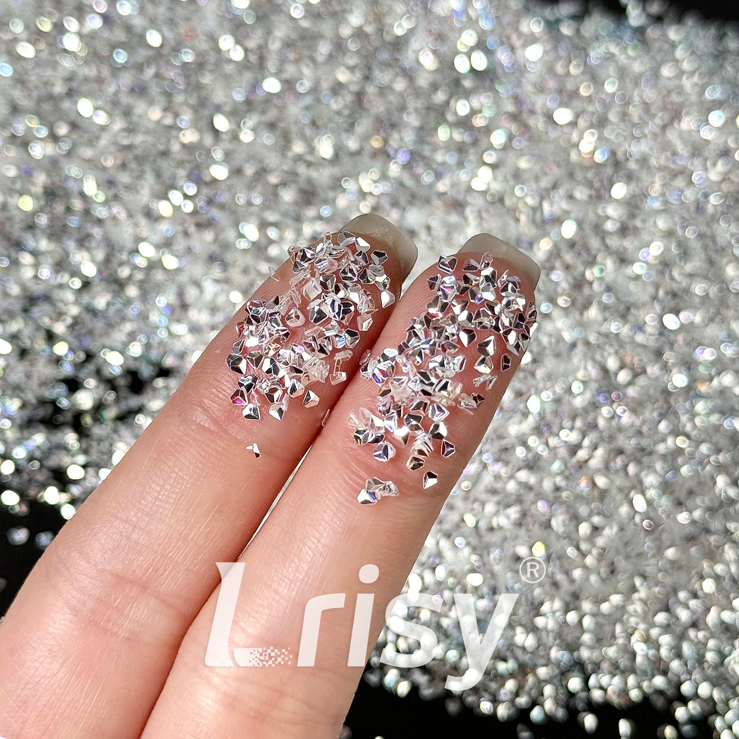 1.5mm 3D Diamond Shapes Mirror Silver Glitter GSY001A