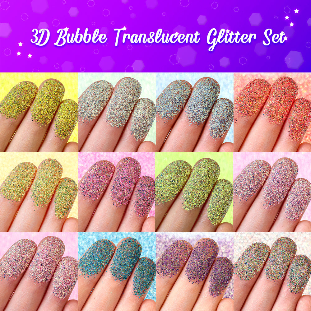 3D Bubble Translucent Glitter Set/Kits 12 Colors