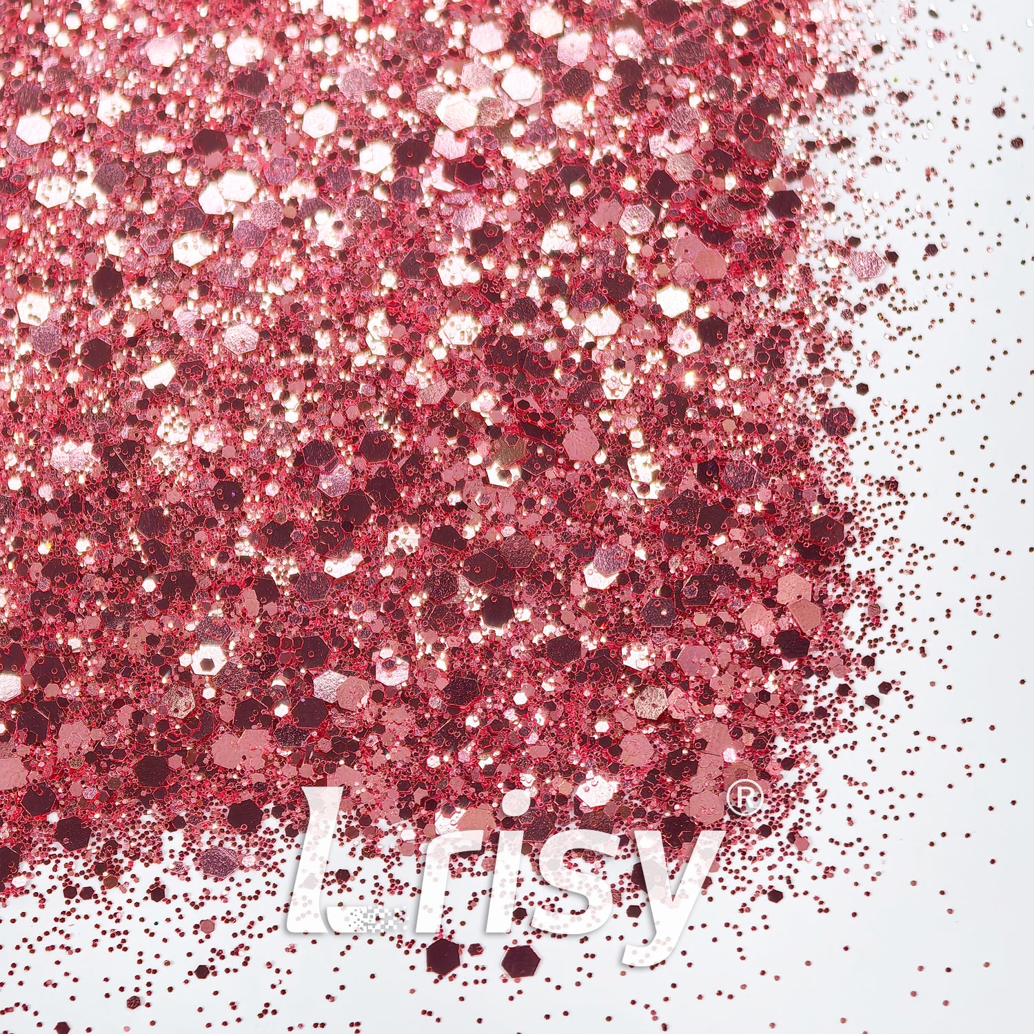 General Mixed High Brightness Rose Pink Hexagon Shape Glitter HX5303