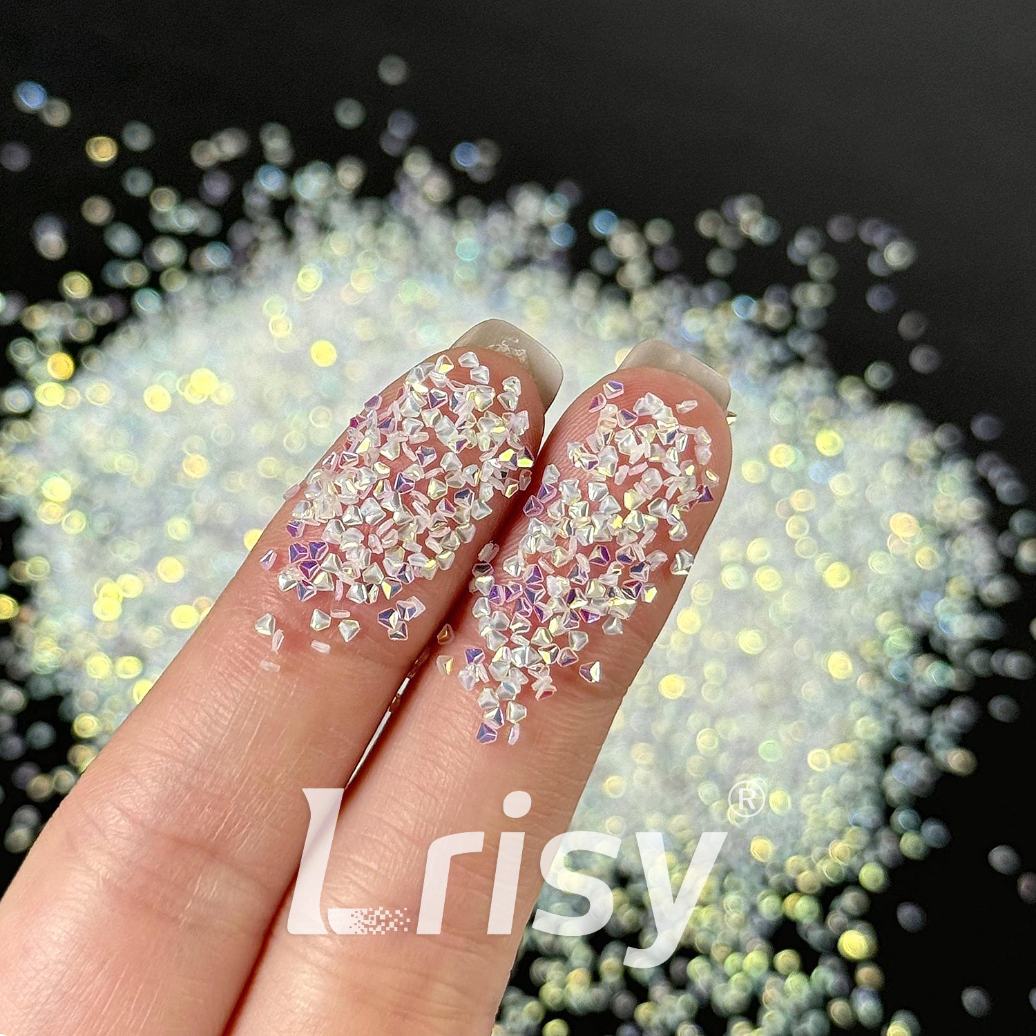 1.5mm 3D Diamond Shapes Mirror High Brightness Milk White Glitter W800