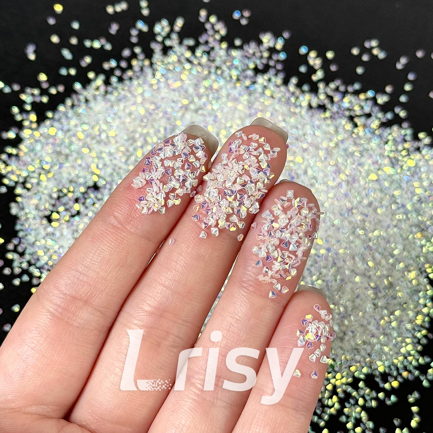 1.5mm 3D Diamond Shapes Mirror High Brightness Milk White Glitter W800