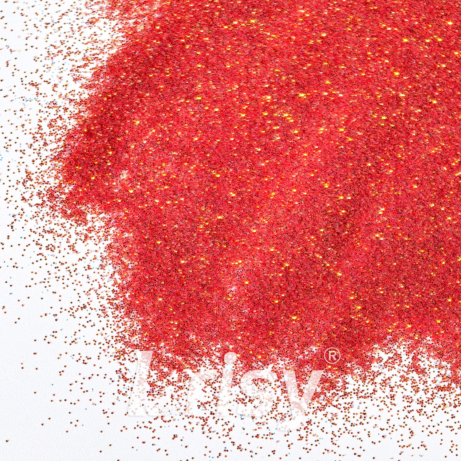 0.2mm Iridescent Translucent Orange Red Glitter C038