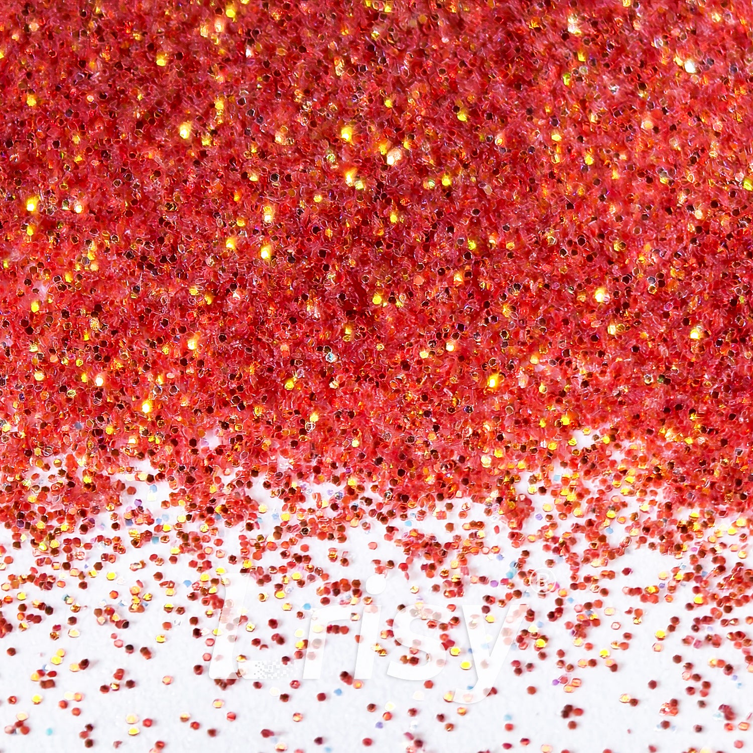 0.2mm Iridescent Translucent Orange Red Glitter C038