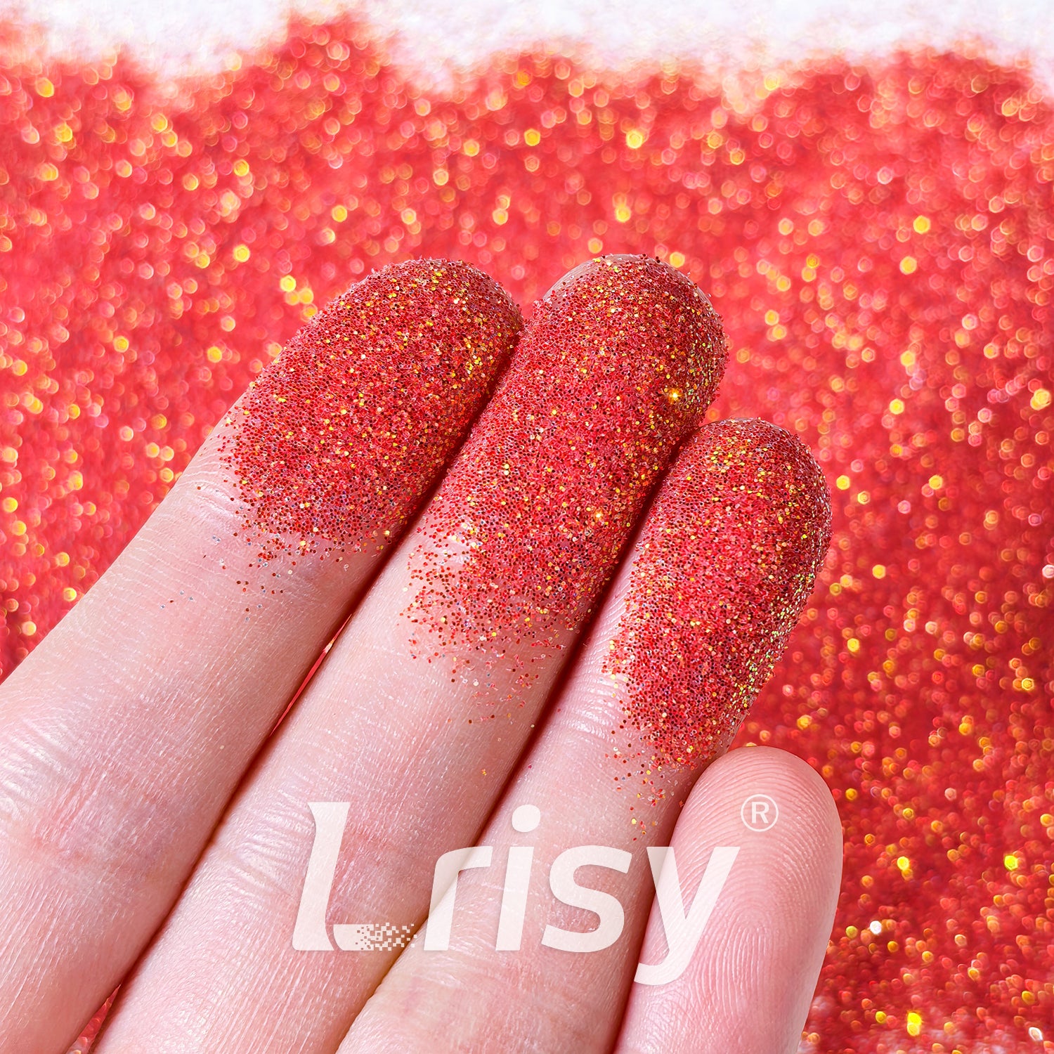 0.2mm Iridescent Translucent Orange Red Glitter C038