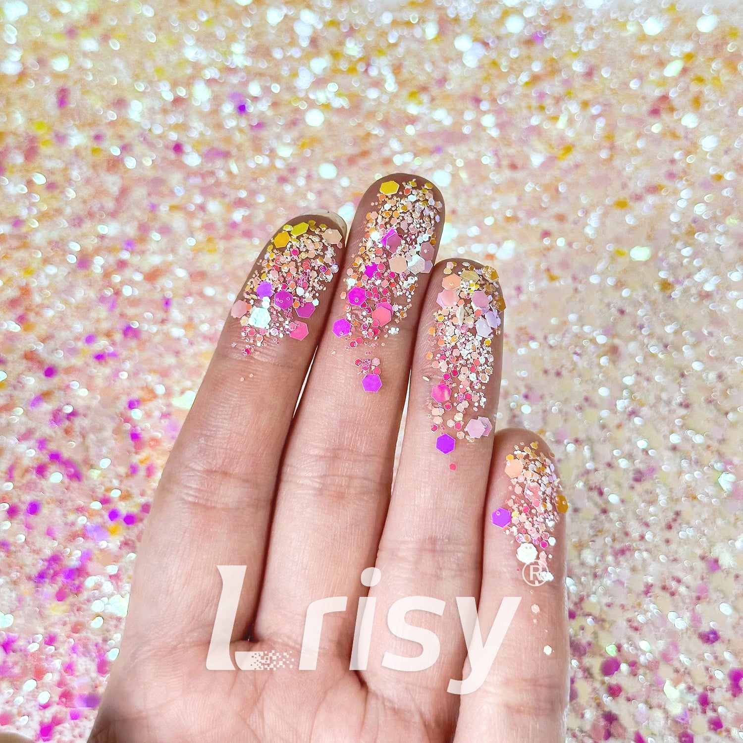 General Mixed Iridescent Yellow Pink With White Color Shift Glitter 1905