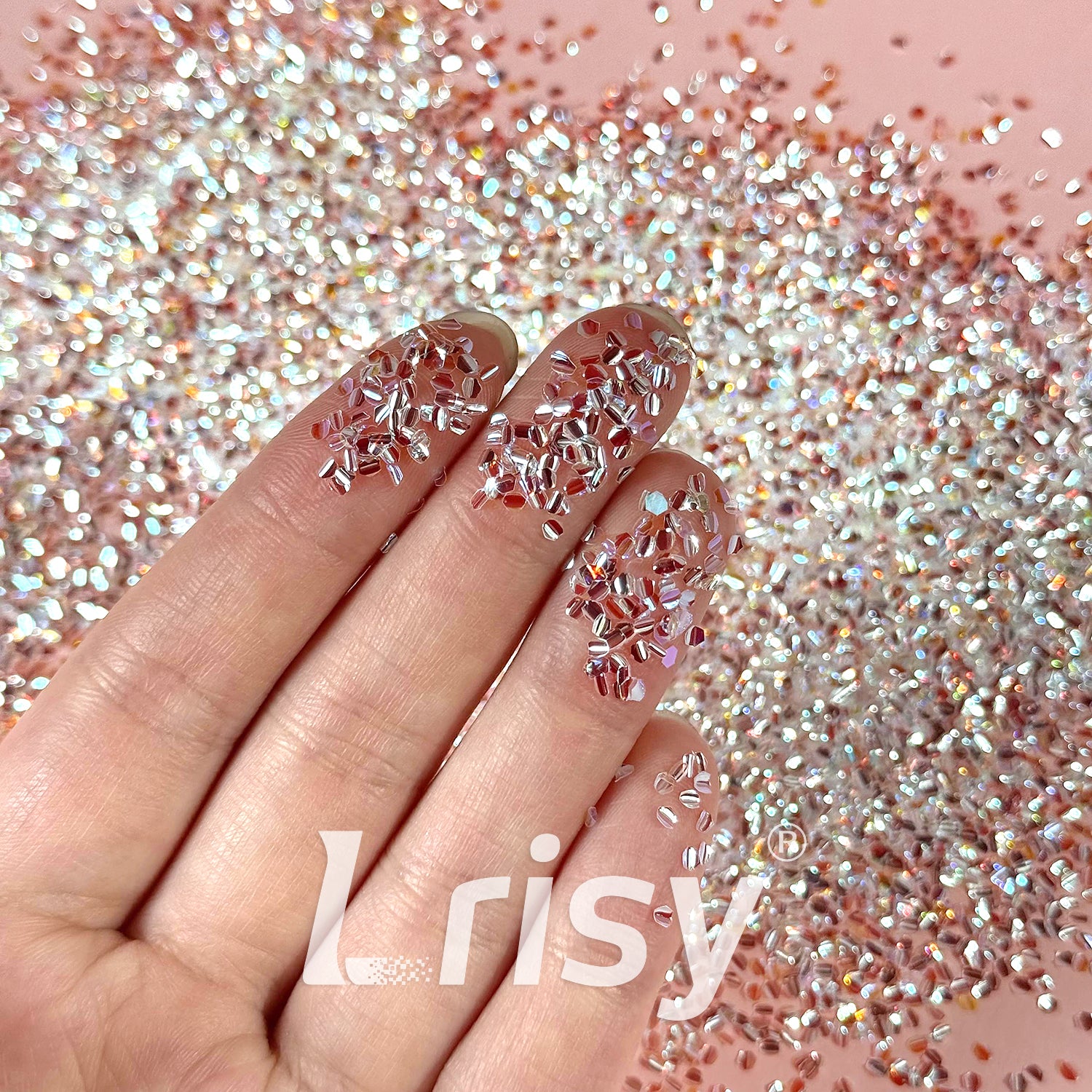 2mm Translucent Sunset orange and white 3D Concave Stereo Hexagon Glitter LLG000