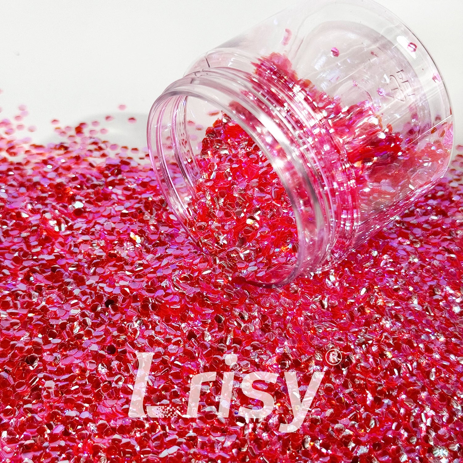 2mm Translucent Rose Red 3D Concave Stereo Hexagon Glitter LLG305