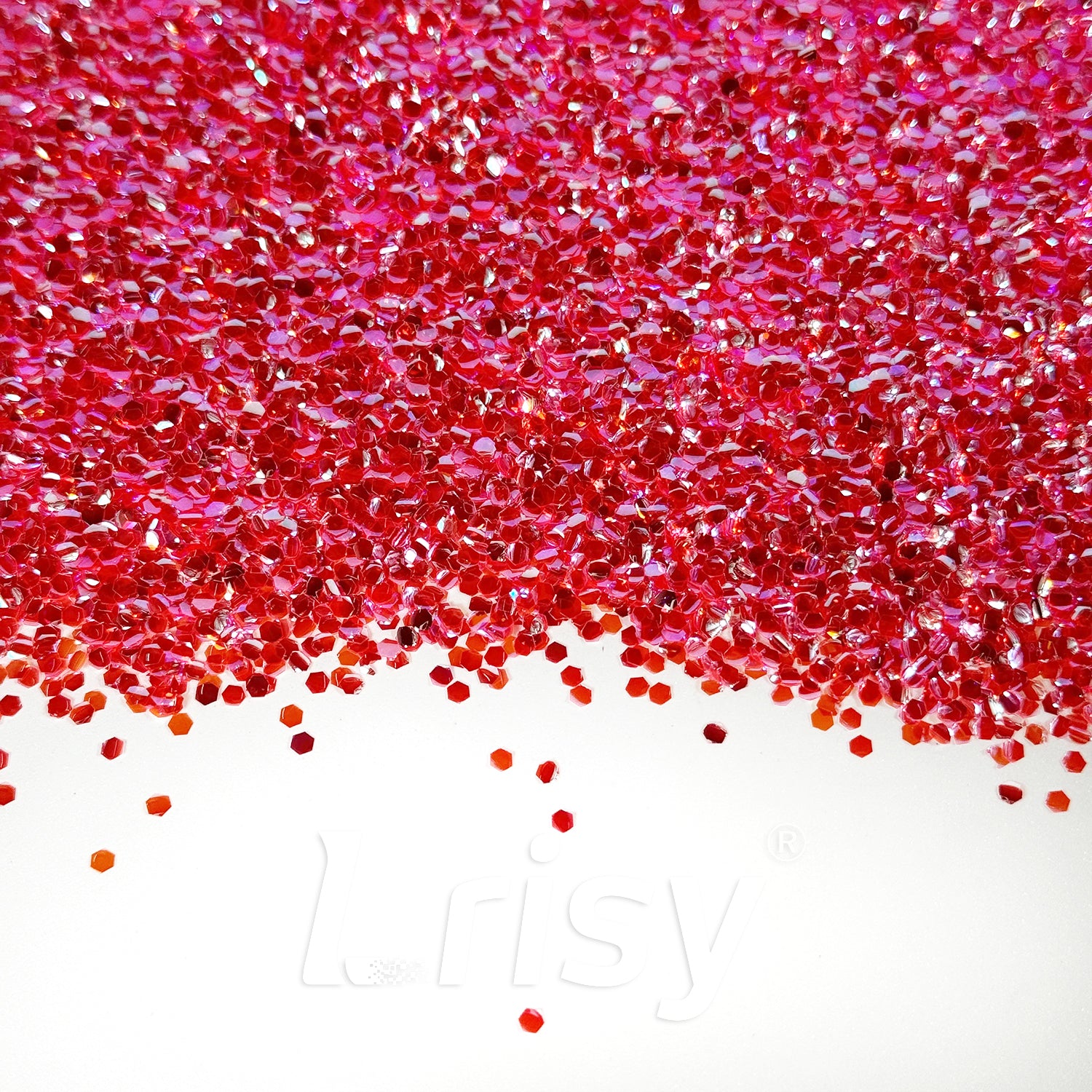 2mm Translucent Rose Red 3D Concave Stereo Hexagon Glitter LLG305