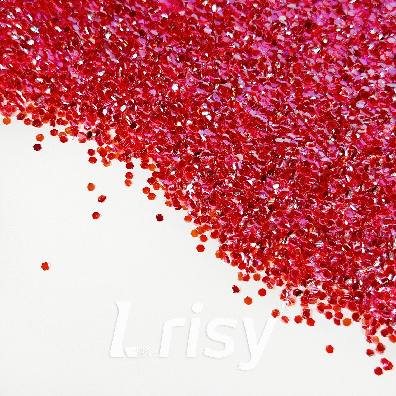 2mm Translucent Rose Red 3D Concave Stereo Hexagon Glitter LLG305