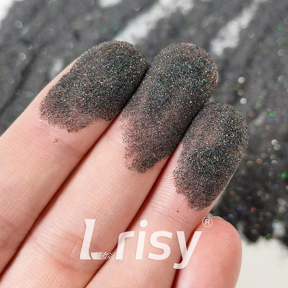 0.025mm Solvent Resistance Super Ultra-thin Fine Ash Black Holographic Glitter LST1000