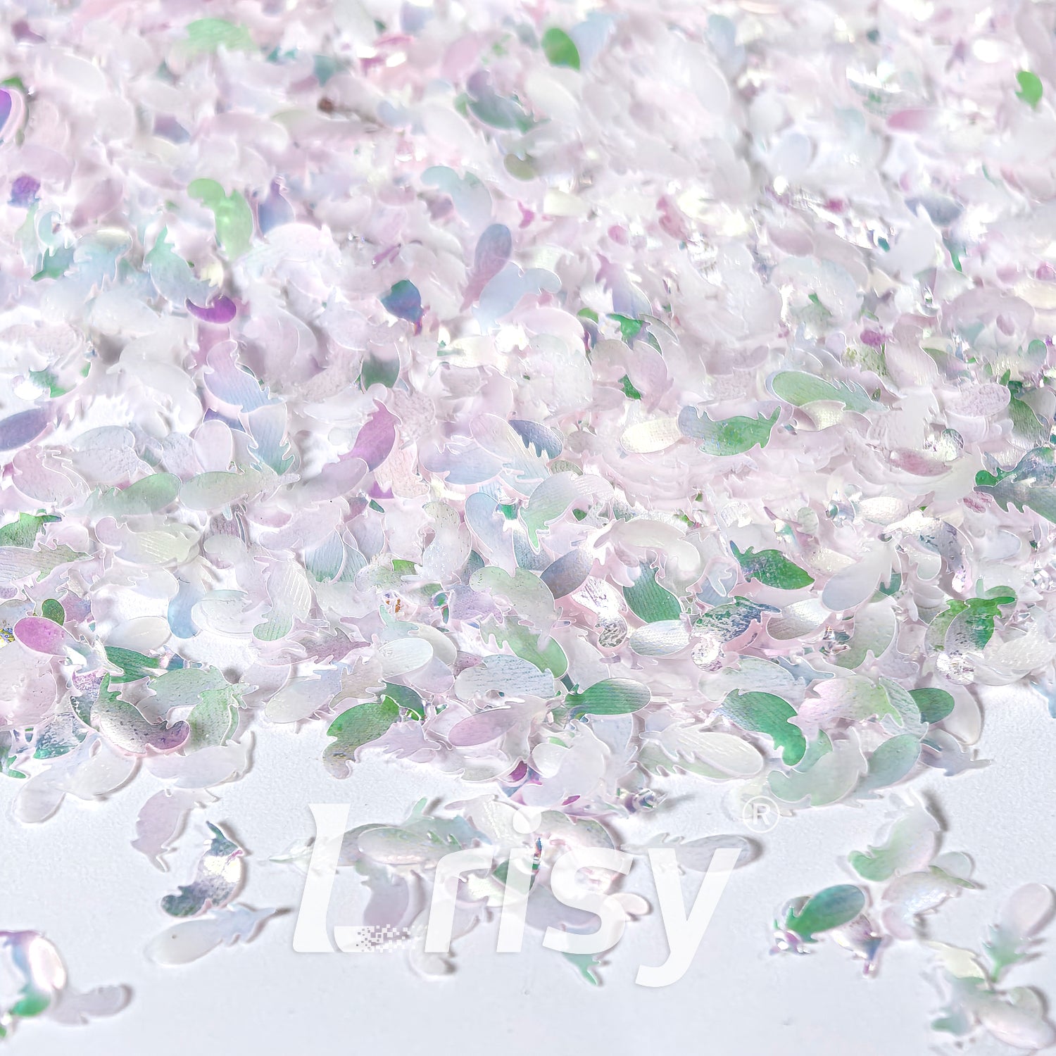 Translucent Iridescent Pink Green 3D Feathers Glitter MH300