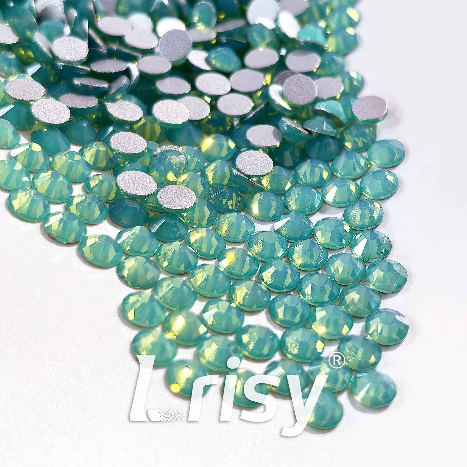 4.6-4.8mm Green (Pacific) Opal Flat Back Rhinestones FBRS028