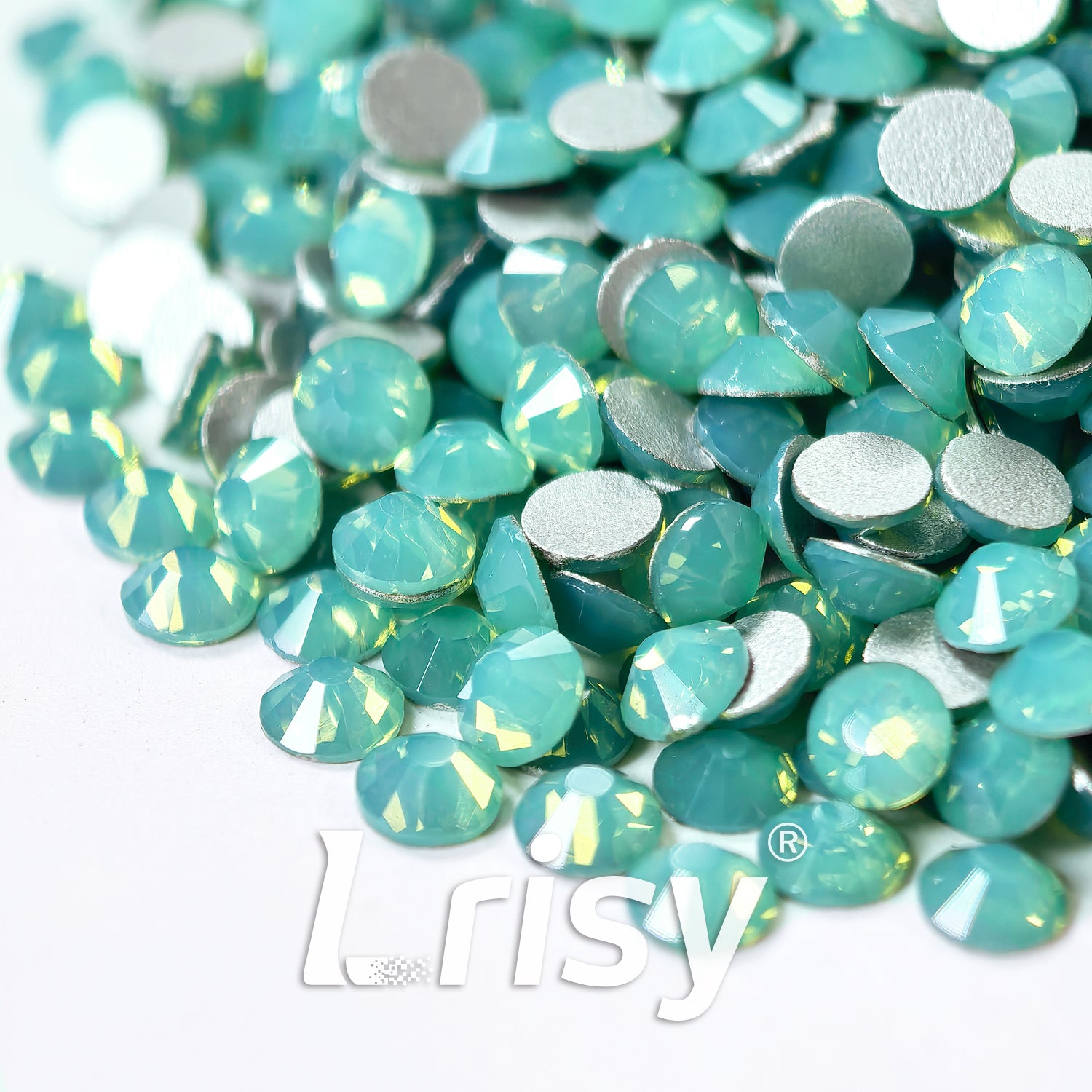 4.6-4.8mm Green (Pacific) Opal Flat Back Rhinestones FBRS028