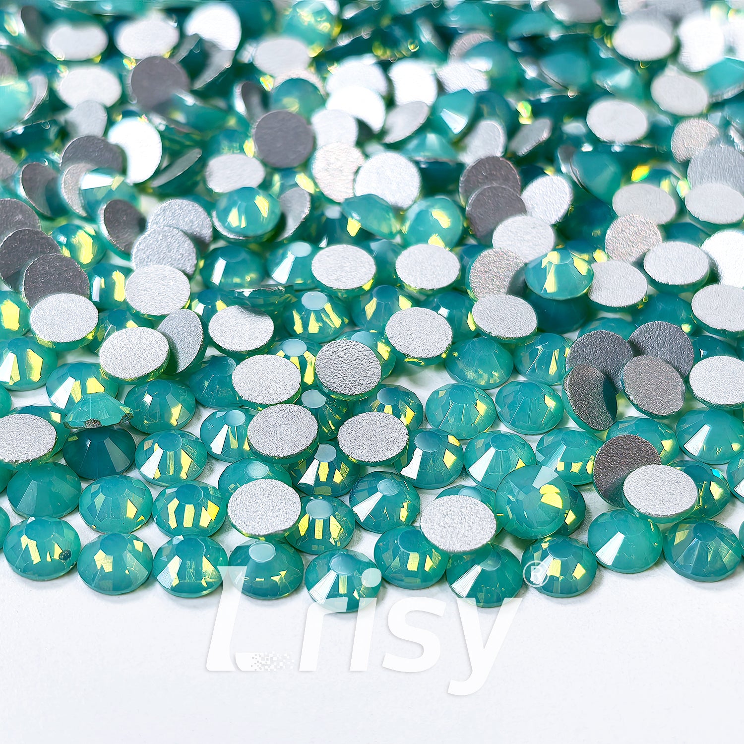 4.6-4.8mm Green (Pacific) Opal Flat Back Rhinestones FBRS028