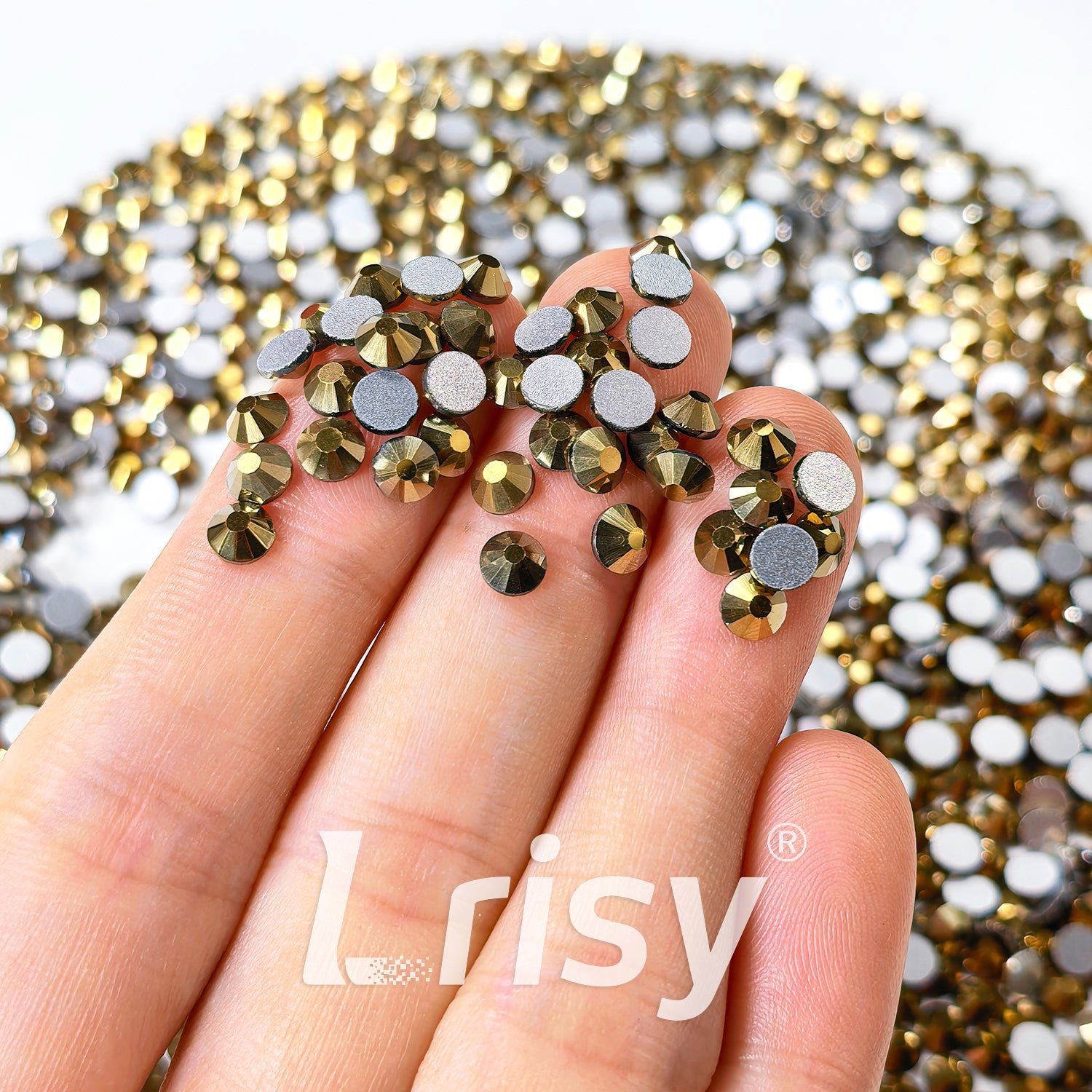 4.6-4.8mm Matte Golden Flat Back Rhinestones FBRS037