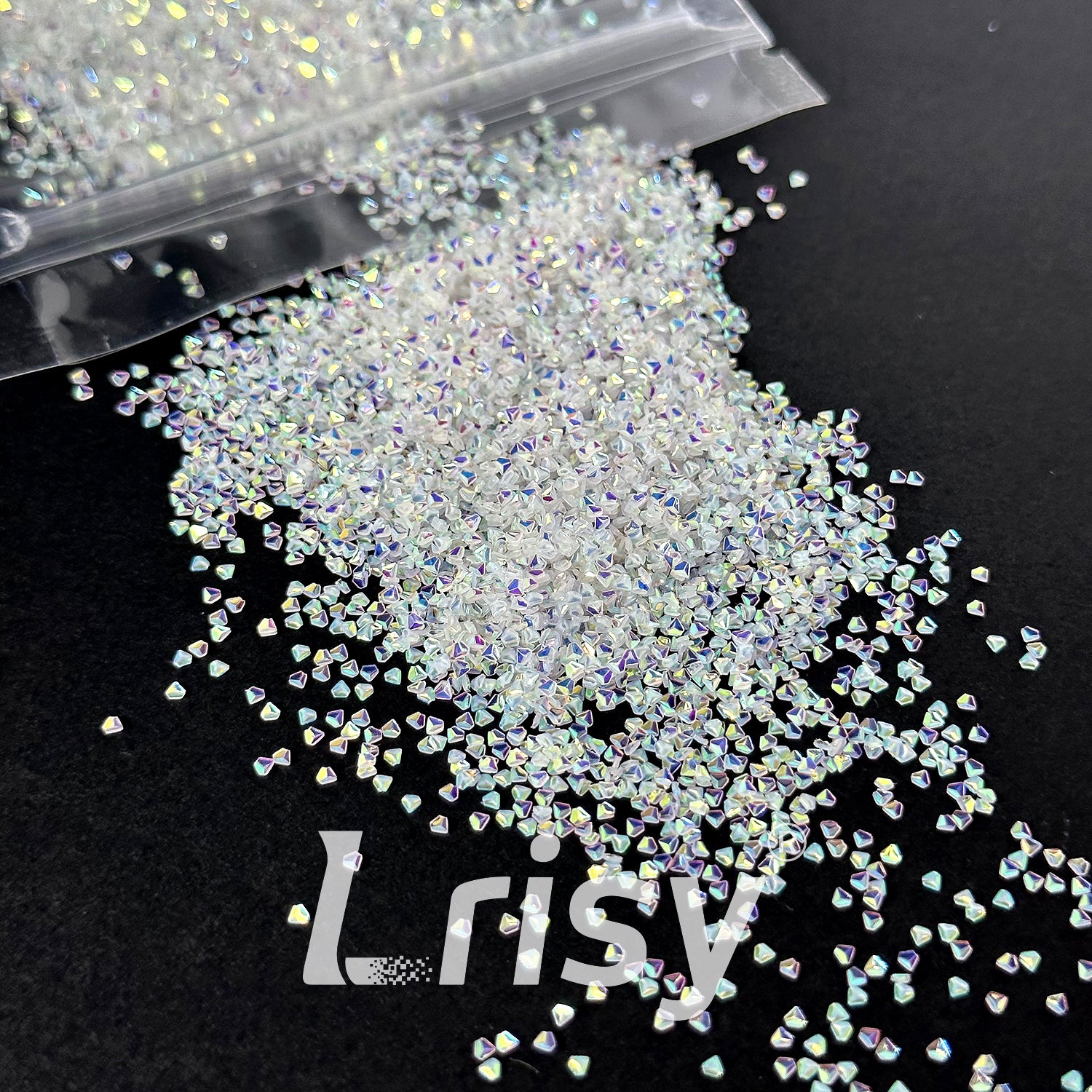 1.5mm 3D Diamond Shapes Mirror High Brightness Milk White Glitter W800