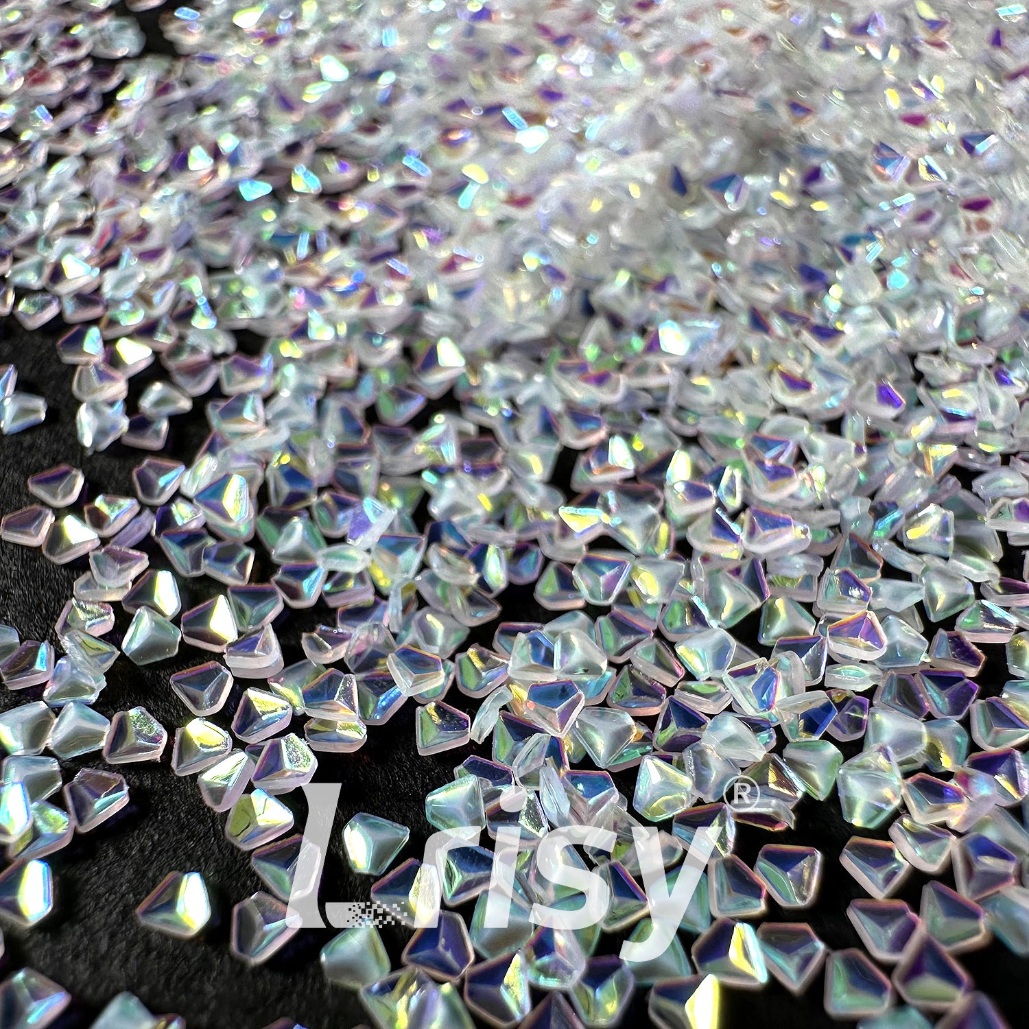 1.5mm 3D Diamond Shapes Mirror High Brightness Milk White Glitter W800