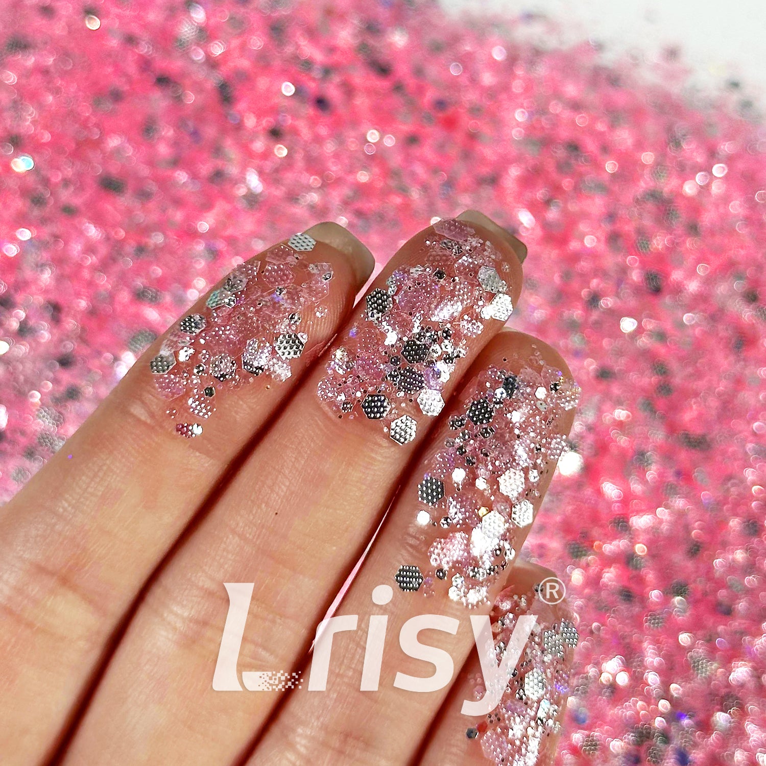 General Mixed Embossing Pale Rose Pink Iridescent Hexagon Shape Glitter YT12