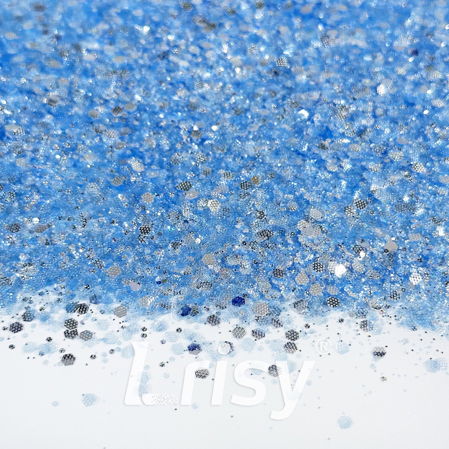 General Mixed Embossing Sky Blue Iridescent Hexagon Shape Glitter YT09