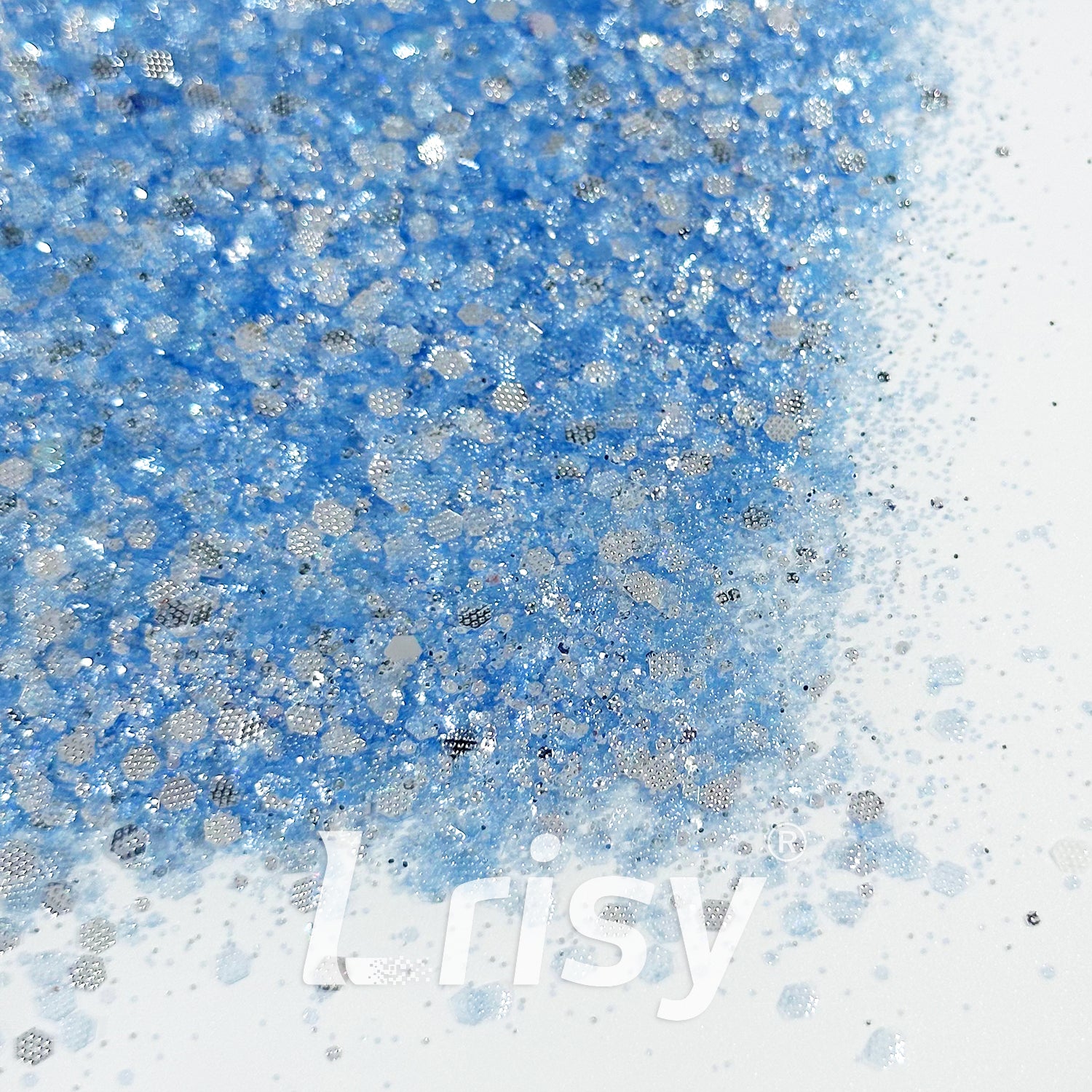 General Mixed Embossing Sky Blue Iridescent Hexagon Shape Glitter YT09