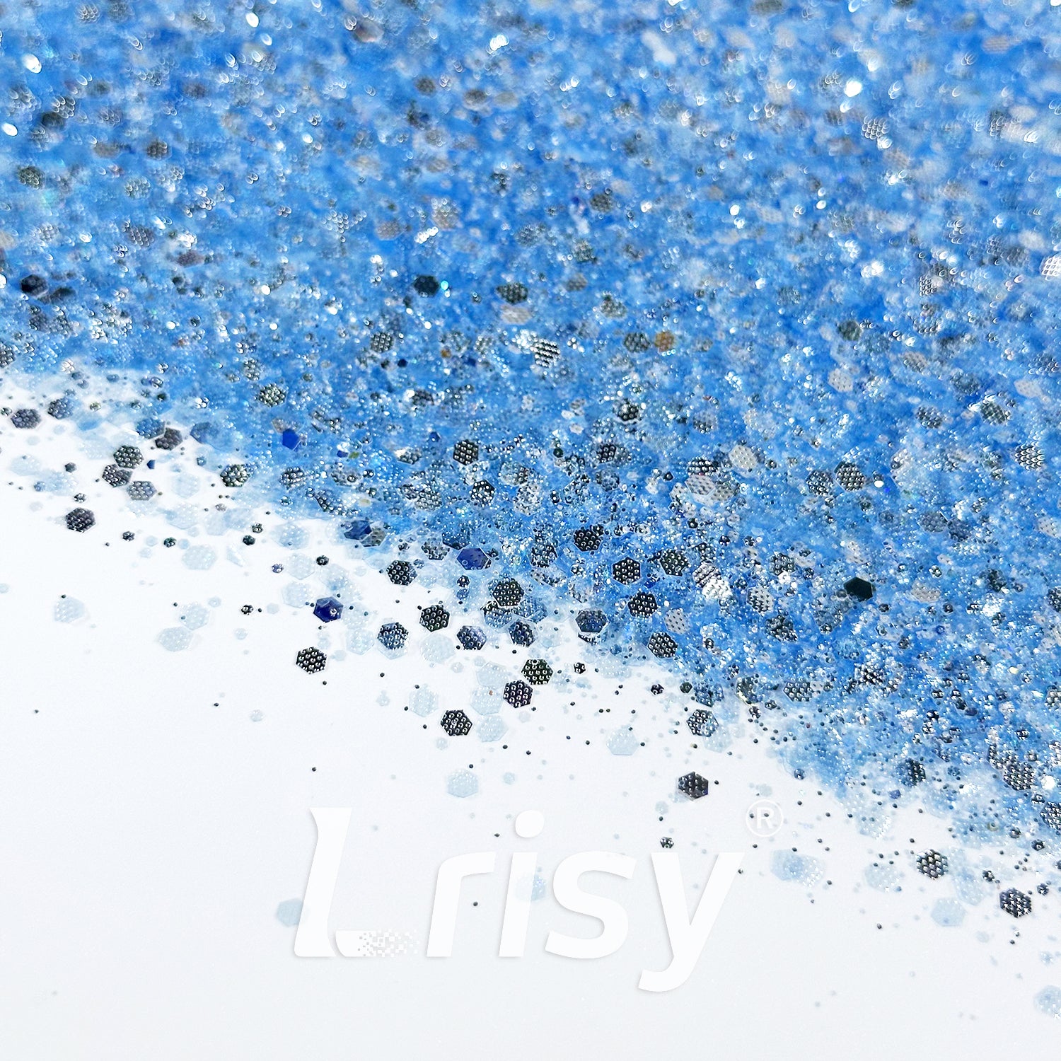 General Mixed Embossing Sky Blue Iridescent Hexagon Shape Glitter YT09