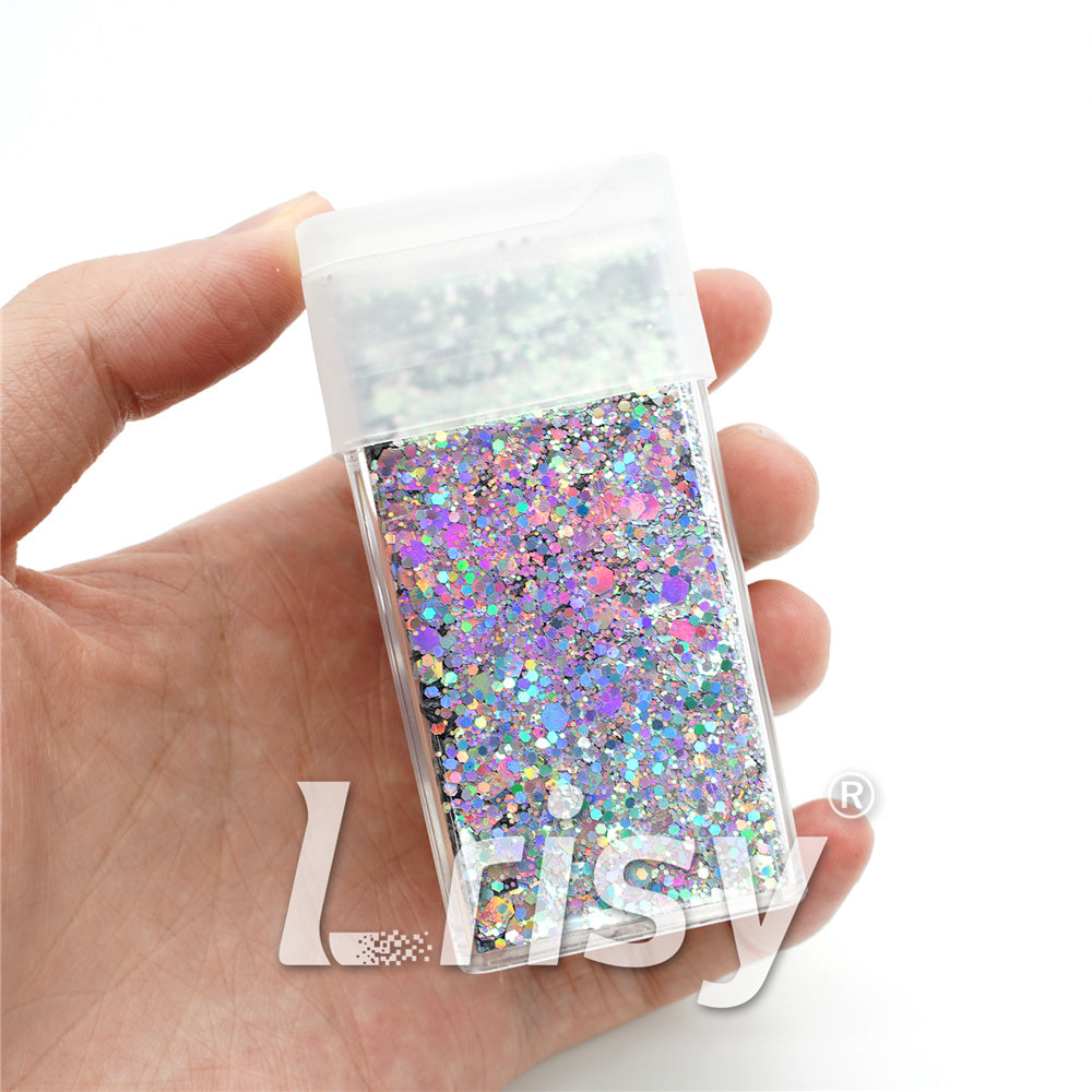 1.5 OZ Pack of 15 Pcs Square Glitter Shaker Jars 36 x 36 x 80mm