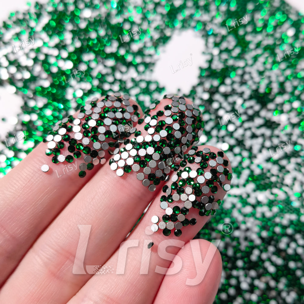 1.9-2.1mm Emerald Green Flat Back Rhinestones FBRS006